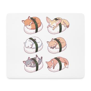 Kawaii Fuchs Sushi Nigiri Süßer Schlafkitsune - Mousepad (Querformat) - Weiß - Vorne