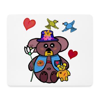 Teddy Bear Blossoms Garden Bear Birds - Mouse Pad (horizontal) - white - Front