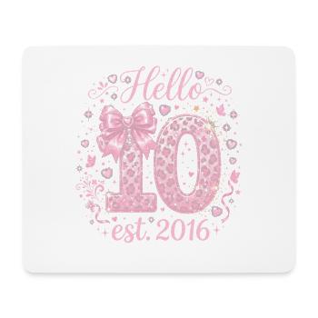 Hello 10th Birthday Leopard Pink - Mouse Pad (horizontal) - white - Front