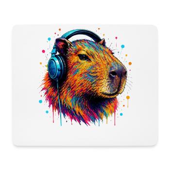 Colorful Kapibara with headphones - Mouse Pad (horizontal) - white - Front