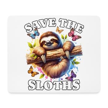Faultier Save Sloth - Mouse Pad (horizontal) - white - Front