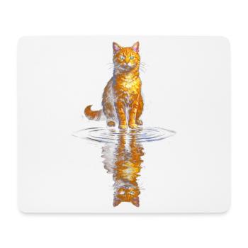 Orangener Katzenkünstler am Wasserspiegel - Mousepad (Querformat) - Weiß - Vorne