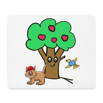 Apfelbaum Katze Vogel Kinder Garten Natur - Mousepad (Querformat) - Weiß - Vorne