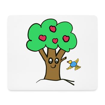 Apfelbaum Baum Natur  Vogel - Mousepad (Querformat) - Weiß - Vorne