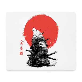 Wolf-Samurai unter Crimson Sun - Mousepad (Querformat) - Weiß - Vorne