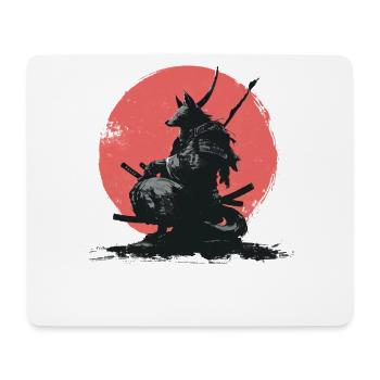Wolf-Samurai auf Red Sun - Mousepad (Querformat) - Weiß - Vorne