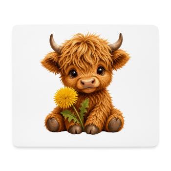 Hochlandrind Hochlandkuh Highland Cow, Löwenzahn - Mousepad (Querformat) - Weiß - Vorne