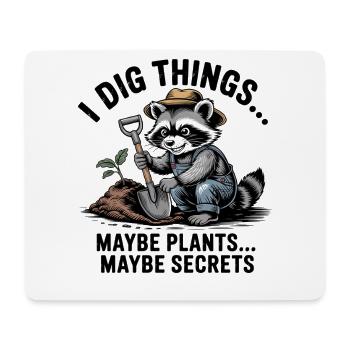 Raccoon Gardener Digging for Plants - Mouse Pad (horizontal) - white - Front