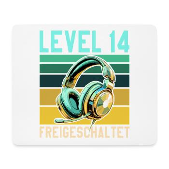 14. Geburtstag Junge Mädchen Gaming Level 14 Jahre - Mousepad (Querformat) - Weiß - Vorne