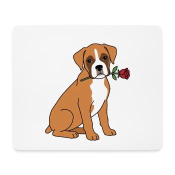 Cute Boxer Dog Valentine Rose Puppy Pet Owner - Mouse Pad (horizontal) - white - Front