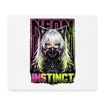 Neon Instinct Cyberpunk Cat Girl Style - Mouse Pad (horizontal) - white - Front