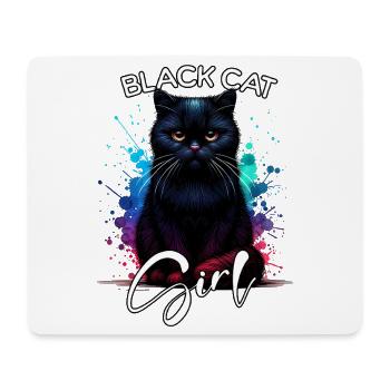 Grumpy Black Cat Girl Black Cat - Mouse Pad (horizontal) - white - Front