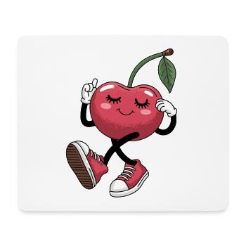 Tanzende Kirsche Mit Turnschuhen Fröhlich - Mousepad (Querformat) - Weiß - Vorne