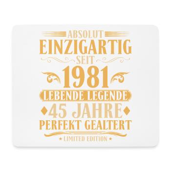 Einzigartig seit 1981 Baujahr 45. Geburtstag - Mousepad (Querformat) - Weiß - Vorne