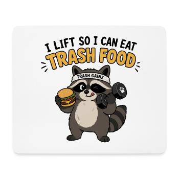 Trash Food Fitness Waschbär - Mousepad (Querformat) - Weiß - Vorne