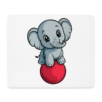 Elefant balanciert auf roter Kugel - Mousepad (Querformat) - Weiß - Vorne