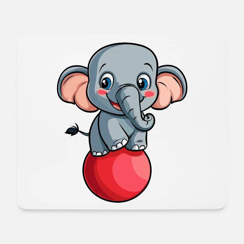 Éléphant avec balle - Tapis de souris (format paysage) - blanc
