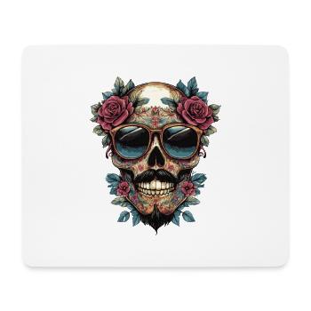 Totenkopf Blumen - Mousepad (Querformat) - Weiß - Vorne