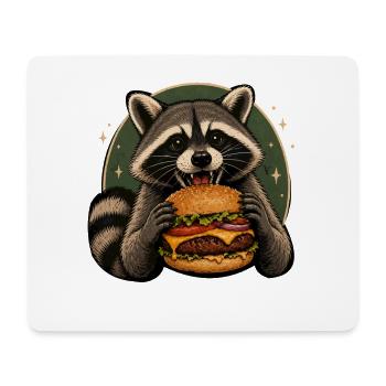 Raccoon with burger - Mouse Pad (horizontal) - white - Front