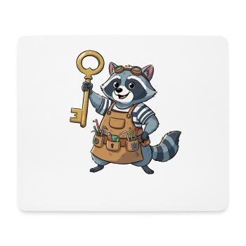 Schlüsselhelden Bau-Raccoon - Mousepad (Querformat) - Weiß - Vorne