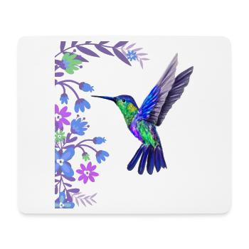 Hummingbird Bird Design with Botanical Flowers - Mouse Pad (horizontal) - white - Front