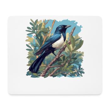 Pies Magpie - Tapis de souris (format paysage) - blanc - Devant
