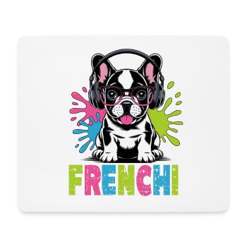 Bouledogue français Frenchi avec casque - Tapis de souris (format paysage) - blanc - Devant