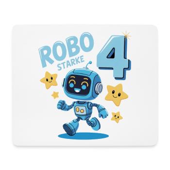 Roboter Geburtstagsmotiv 4 Jahre Jungen Geschenk - Mousepad (Querformat) - Weiß - Vorne