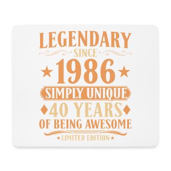 Legendary since 1986 - 40th Birthday Vintage - Mouse Pad (horizontal) - white - Front