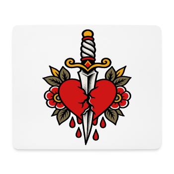 Cœur transpercé poignard style tattoo - Tapis de souris (format paysage) - blanc - Devant