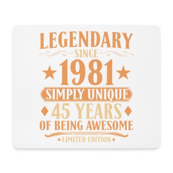 Legendary since 1981 - 45th Birthday Vintage - Mouse Pad (horizontal) - white - Front