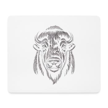 Buffalo Head Illustration - Mouse Pad (horizontal) - white - Front