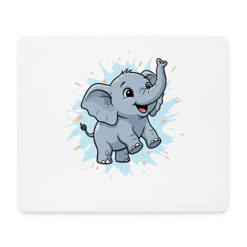 Cute elephant with paint splash - Mouse Pad (horizontal) - white - Front