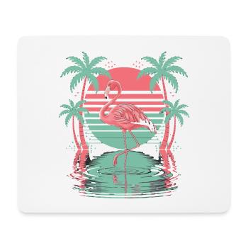 Tropical flamingo palm trees water sunset - Mouse Pad (horizontal) - white - Front