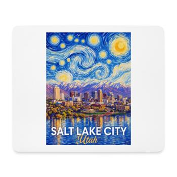 Salt Lake City Skyline Van Gogh Style - Tapis de souris (format paysage) - blanc - Devant