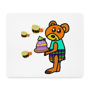 Bär mit Geburtstagskuchen Kinder  - Mousepad (Querformat) - Weiß - Vorne
