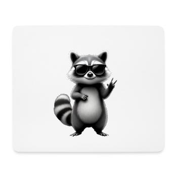 Waschbär mit Sonnenbrille - Mousepad (Querformat) - Weiß - Vorne