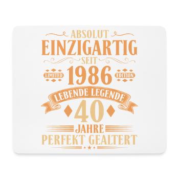 Einzigartig seit 1986 - 40. Geburtstag Vintage - Mousepad (Querformat) - Weiß - Vorne