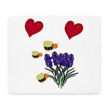 Herz Blüten garten Insekten Bienen - Mousepad (Querformat) - Weiß - Vorne
