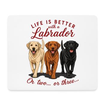 La vie est meilleure avec une chemise de chien labrador - Tapis de souris (format paysage) - blanc - Devant