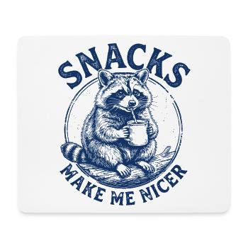 Raccoon, Snacks Make Me Nicer - Mouse Pad (horizontal) - white - Front