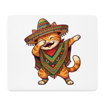 Poncho Cinco de Mayo funny Mexican Cat Dab - Tapis de souris (format paysage) - blanc - Devant