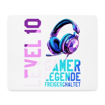 10. Geburtstag Junge Mädchen Gaming Level 10 Jahre - Mousepad (Querformat) - Weiß - Vorne