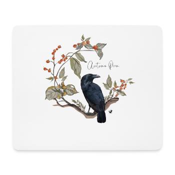 Illustration du corbeau dans le cercle des feuilles d’automne - Tapis de souris (format paysage) - blanc - Devant