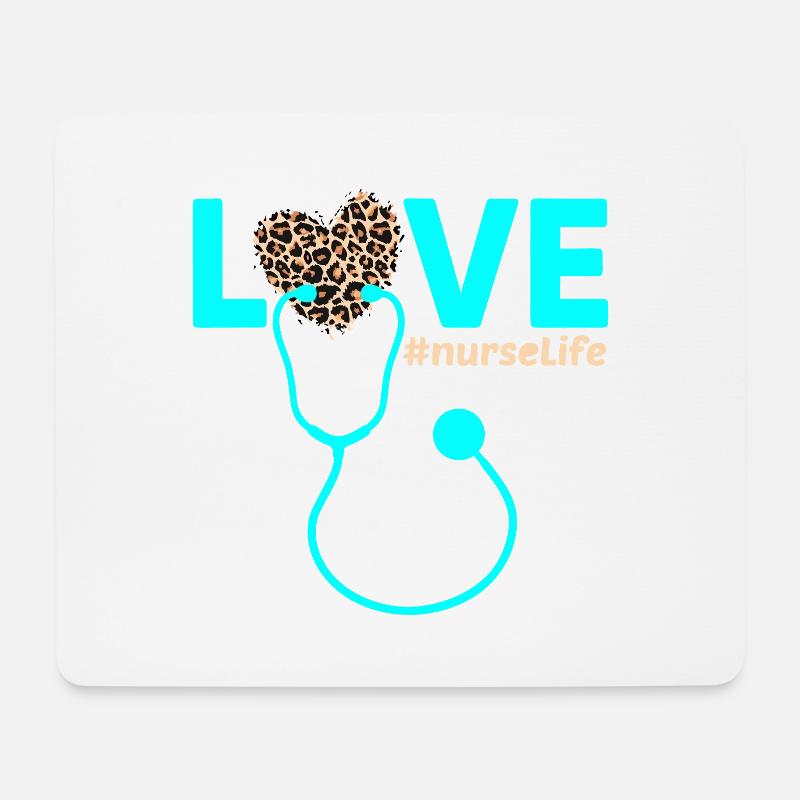 Liebe Nursing Leopard Heart - Mousepad (Querformat) - Weiß