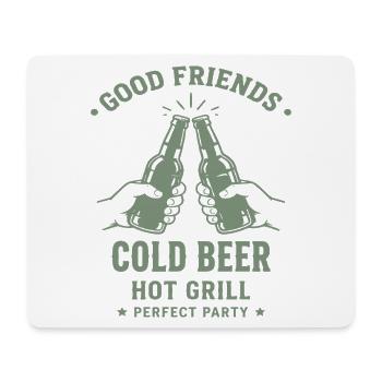 GOOD FRIENDS COLD BEER HOT GRILL Party - Mousepad (Querformat) - Weiß - Vorne
