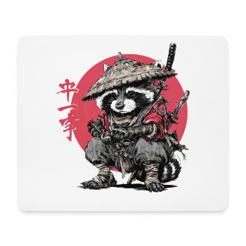Raccoon Samurai in Red Circle - Mouse Pad (horizontal) - white - Front