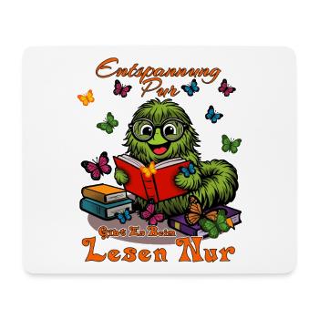 Puschelraupe Leseheld - Mousepad (Querformat) - Weiß - Vorne