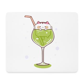 Gin katze ginglass mietze trinken feiern party - Mousepad (Querformat) - Weiß - Vorne