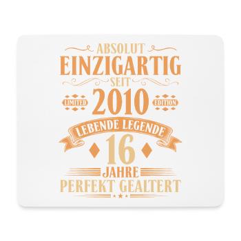 Einzigartig seit 2010 Legende – 16. Geburtstag - Mousepad (Querformat) - Weiß - Vorne